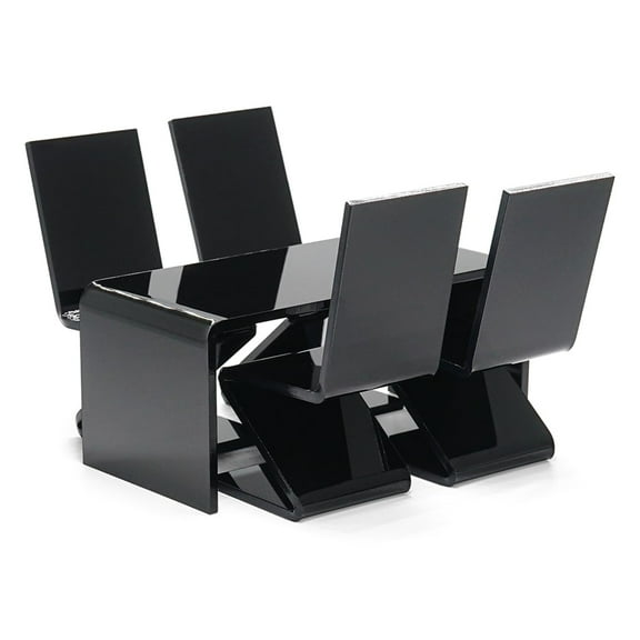 LIANGXR Miniature Furniture Set for 1/12 Dollhouses Acrylic Table and Chairs Set for Modern Living Room Dining Room Decoration
