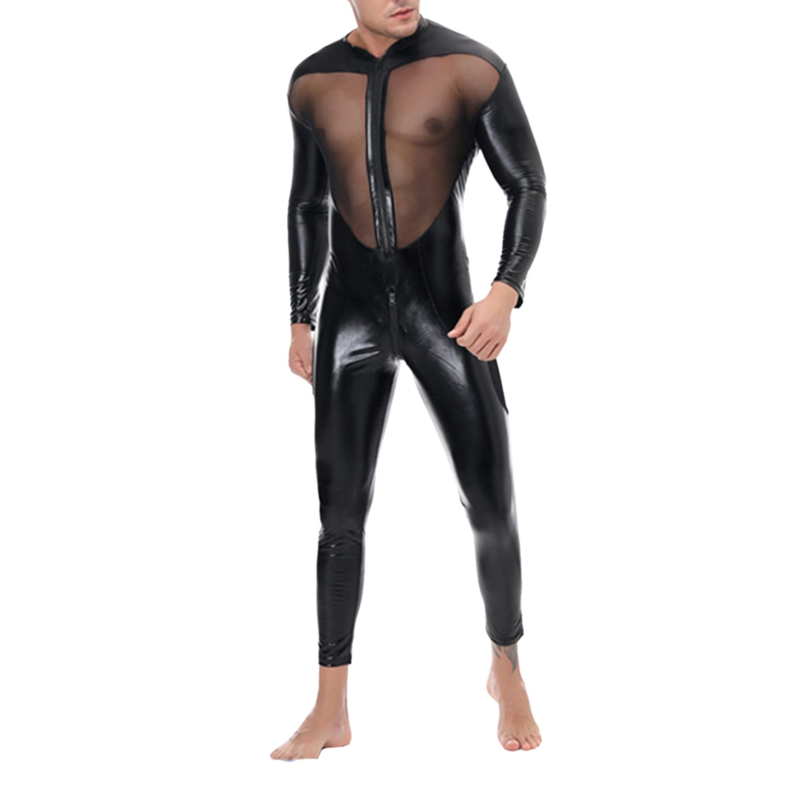 JHLZHS Sexy Lingerie for Men Outfits Men Sexy Zipper Tight Mesh Patchwork  Jumpsuit Bundy Suit Sexy Clothing Mens Sexy Thick Band Underwear for Play Men  Sexy Underwear for Play Open Back -