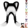 thumbnail image 2 of MEICHEN Women's Soft Furry Animal Ear Hat With Braids Cute Plush Hat Winter Warm Earmuffs Headwear Dress Up Accessory, 2 of 8