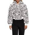 thumbnail image 2 of FANCYINN Womens Teddy Cropped Faux Fur Jacket Furry Lapel Coat Zip Up With Pockets Warm Winter White Leopard XL, 2 of 7