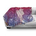 thumbnail image 3 of Modern Soft Flannel Fleece Blanket, Graphic Little Mermaid Face and Wavy Hair Vibrant Colors Fantasy Woman Artwork, Cozy Plush for Indoor and Outdoor Use, 50" x 70", Red Violet Cream, by Ambesonne, 3 of 6