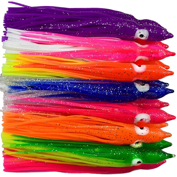 50pcs Luminous Octopus Skirts Fishing Lure Trolling Lures Fishing Tackle Soft Plastic Fishing Lures Squid Skirts Saltwater Bait Lures Multi color 2.36' 6' (3.54in/9cm)