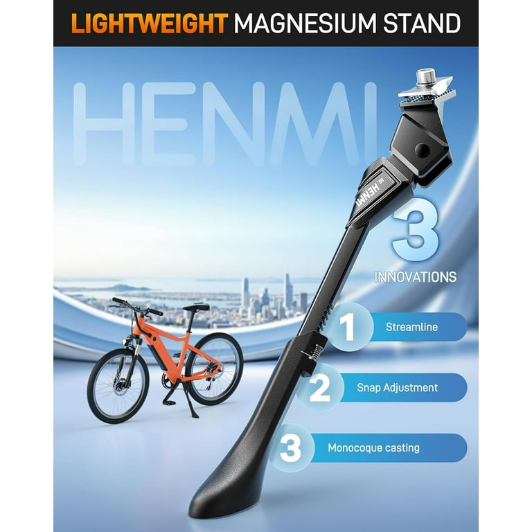 Henmi Center Mount Bike Kickstand for Adult Bikes, Adjustable Bicycle Kickstand for Most 24 inch-29 inch, Non-Slip Sole, Magnesium alloy Material, Henmi Center Mount Bike Kickstand for Adult Bikes, Adjustable Bicycle Kickstand for Most 24 inch-29 inch, Non-Slip Sole, Magnesium alloy Material,