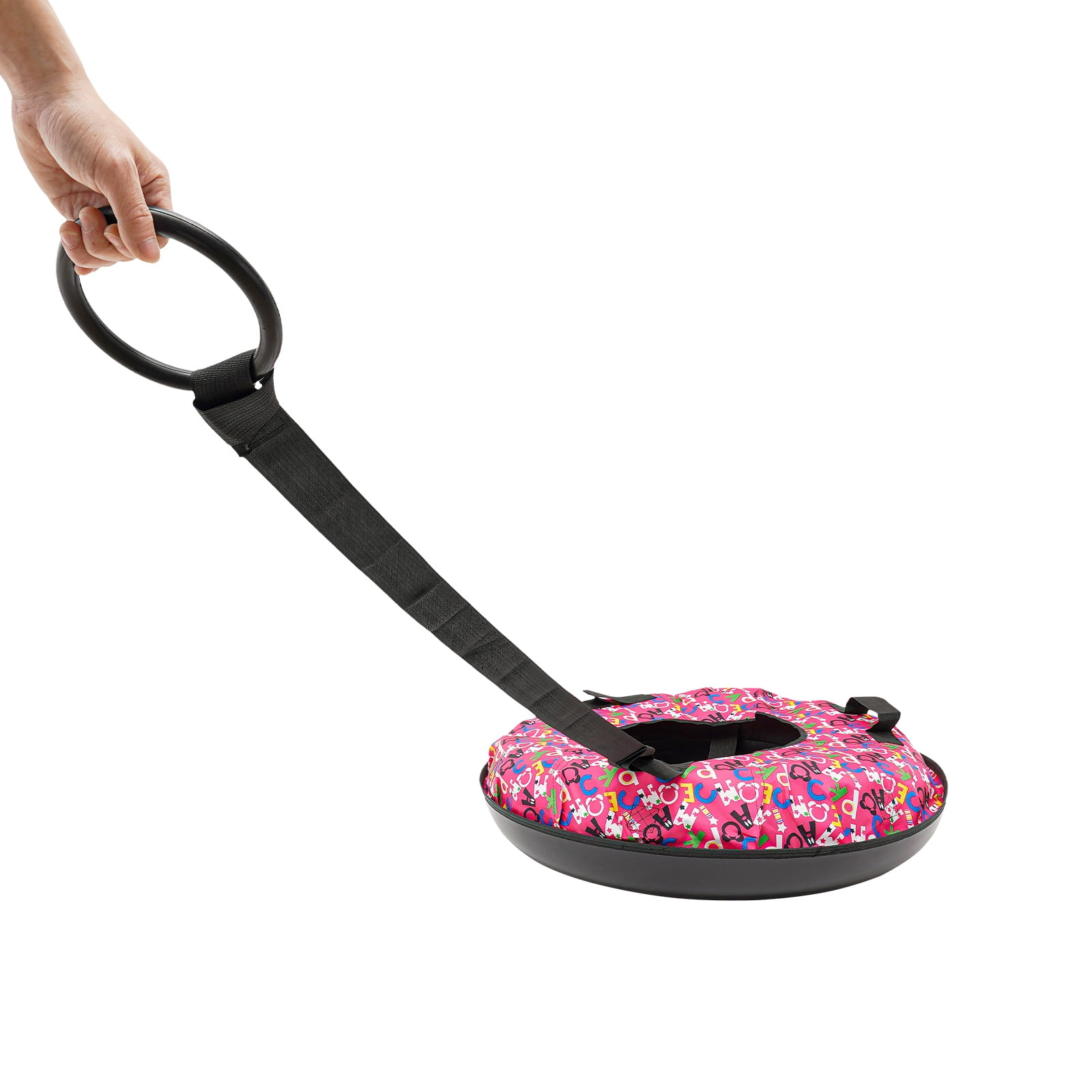 ToppiJoy 31.49'' Snow Tube Heavy Duty Oxford Cloth Inflatable Snow Sled for Sledding with Tow Strap Pink Snow Tube Sled with 2 Grippable Handles Hold up 220.46-396.83lbs