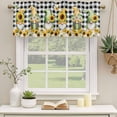 thumbnail image 2 of 2 Pack Valances for Window, Spring Gnomes Short Curtains for Kitchen Bedroom Living Room, Botanical Budding Sunflowers Buffalo Plaid Rod Pocket Small Window Treatment Valance Drapes 60 x 18 Inch, 2 of 8