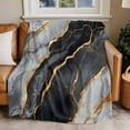 thumbnail image 4 of Black and Gold Marble Texture Throw Blankets, Abstract Modern Lines Soft Fleece Blanket Decorative for Home Sofa Couch Chair Living Bedroom, 60x80 inches,, 4 of 9