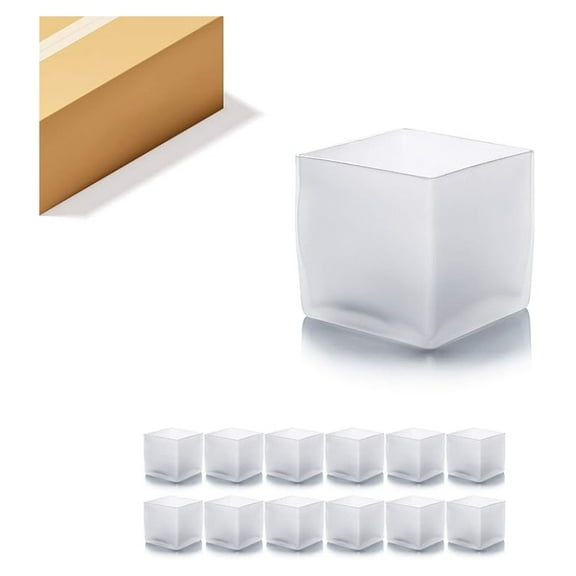 Glass Cube Vases Bulk 12 Pack - 5x5x5 Frosted Square Vases - Candle Holders, Floral Centerpieces, Terrariums, Wedding Decor, Home & Office Accents