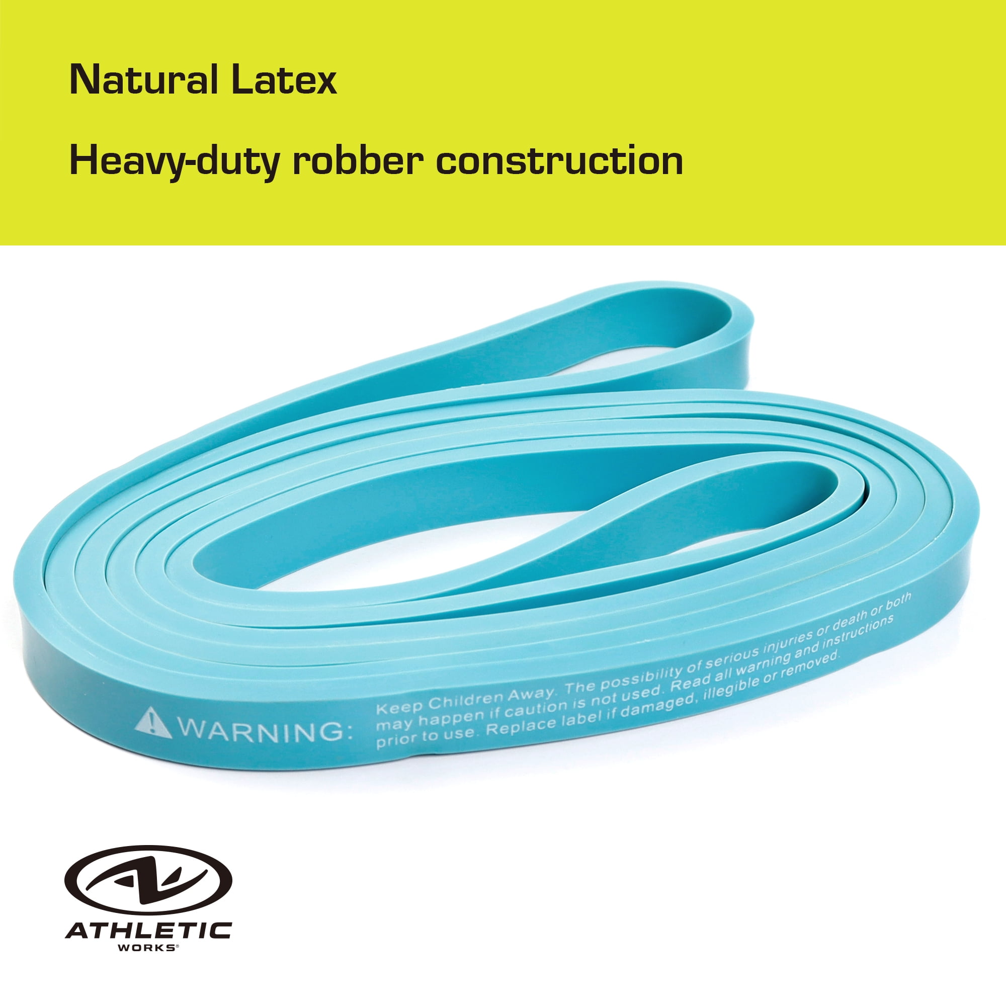 Athletic Works Resistance Bands, Light, Natural Latex, 40inx0.5in, Teal