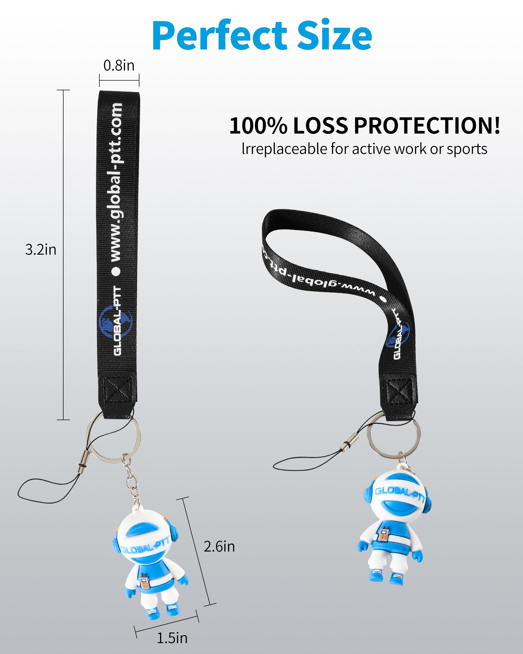 Global-PTT 2-Pack Lanyard for Mobile Walkie Talkie Two-Way Radios Case with Silicone Cartoon Figures – Durable Plastic Strap Perfect for Keys, Cameras Flashlights and More