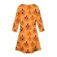 thumbnail image 4 of WTOBBY Women's Fashionable V-Neck Halloween Printed Dress with Button Detail and 3/4 Sleeve Pockets - Stylish and Functional Dress for Women,Orange M, 4 of 6