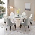 thumbnail image 3 of 59.05 Inch Modern Sintered Stone Dining Table with 31.5 Inch Round Turntable, Contemporary Dinner Table with 8 Pcs Chairs. White, 3 of 6
