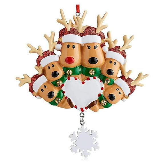 Personalized Deer Family Christmas Tree Ornament Xmas Decorating Set Gift (Christmas Deer, of 6)