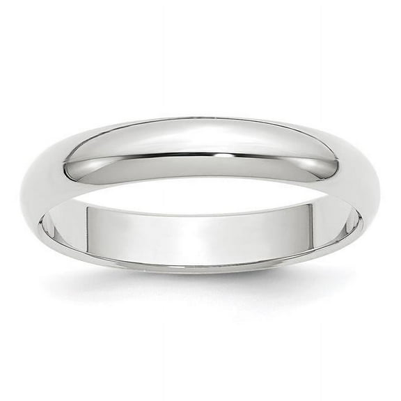 Primal Gold 14 Karat White Gold 4mm Half-Round Wedding Band Size 10