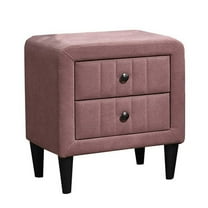 Rheo Nightstand, 2 Drawer, 22 Inch Pink Brushed Linen Upholstery