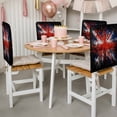 thumbnail image 3 of Flag Day Chair Covers Set of 8 Flag Pattern Modern Simple Red White Stripe Retro Stained Chair Back Covers Stretch Removable Washable Slipcovers Protector for Dining Room Kitchen Party Decor, 3 of 9