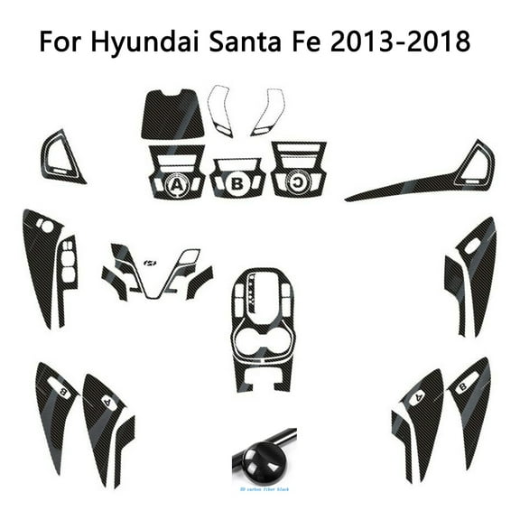 Carbon Fiber For Hyundai Santa Fe IX45 2013-2018 Car Film Interior Sticker Center Console Gear Dashboard Air Door Handle Lift Panel