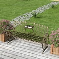 thumbnail image 6 of Outdoor Metal Patio Garden Bench, Park Bench with Built-in Table and Wagon Wheel Arms, Bronze, 6 of 8