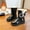 Black, variant on Girls Ankle Snow Boots Fleece Lined Bow Decor Faux Leather Snow Booties Kids Winter Warm Platform Boots White 2 Big Kids