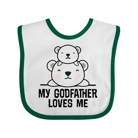 

Inktastic My Godfather Loves Me Godson Bear Gift Baby Boy or Baby Girl Bib