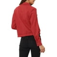 thumbnail image 3 of INSPIRE CHIC Veste en Faux Suède pour Femme à Col Pointu, Boutonnée, Courte, Sablée, Style Moto Biker, L Rouge, 3 of 6