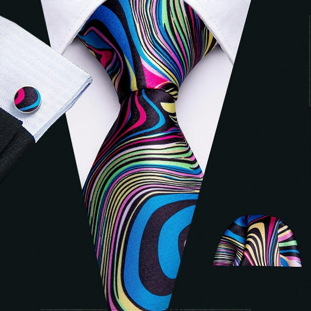 High Quality Ties Design Necktie Handkerchief Cufflinks Set Print New Arrival Fashion for Wedding Party Silk for Men Wool