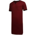 thumbnail image 1 of Men V-neck Long Sleeping Shirt, Solid Color Short Sleeve Split Hem Sleepwear, 1 of 7
