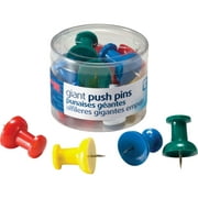 Officemate Giant Push Pins 1.5 Inch, Assorted Colors, Tub of 12 (92902)