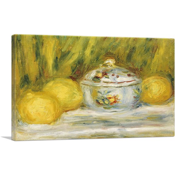ARTCANVAS Sugar Bowl and Lemons 1915 Canvas Art Print by Pierre-Auguste Renoir - Size: 26" x 18" (0.75" Deep)