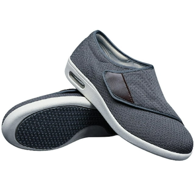 Zapatos cómodos y suaves de ajuste ancho, zapatos ortopédicos para caminar para personas mayores, con gancho y bucle transpirables