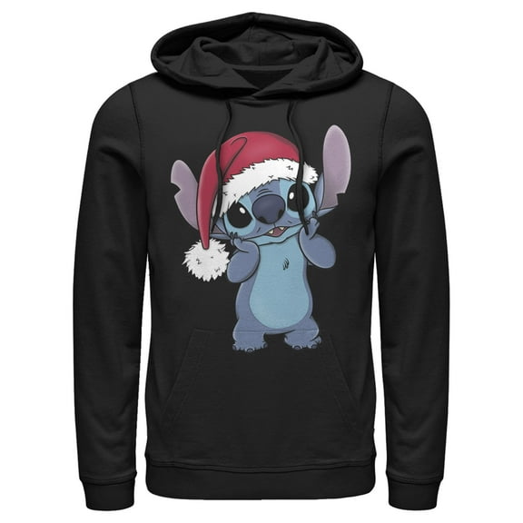 Men's Lilo & Stitch Santa Surprise Pull Over Hoodie Black 2X Large