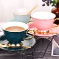 thumbnail image 5 of CATPAN Blue Vintage 8 Ounces Porcelain Coffee Cup, Tea Cup and Saucer Set and Saucer with Decorative Scale Pattern, vintage, 5 of 7