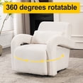 thumbnail image 4 of LoLado Cozy Teddy Fabric Upholstered Armchair, 360° Rotatable Modern Sturdy Lounge Chair with Curved Arms and Thick Cushioning for Living Room Bedroom, White, 4 of 12