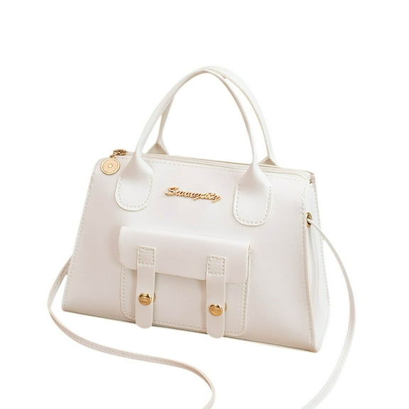 Btomtd Casual Women's Shoulder Bag, Solid Color Handbag and Dual Purpose Purse, High Capacity Zipper Crossbosy Bag and Tote Bag for Fashion and Function, White