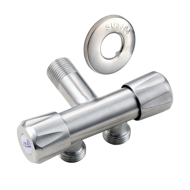 Válvu Vías de Acero Inoxidable de 1/2 "Válvu de ángulo de Baño de Rosca G1 / 2 Pteada para de Válvu de ángulo Baoblaze Válvula triangular de tres vías