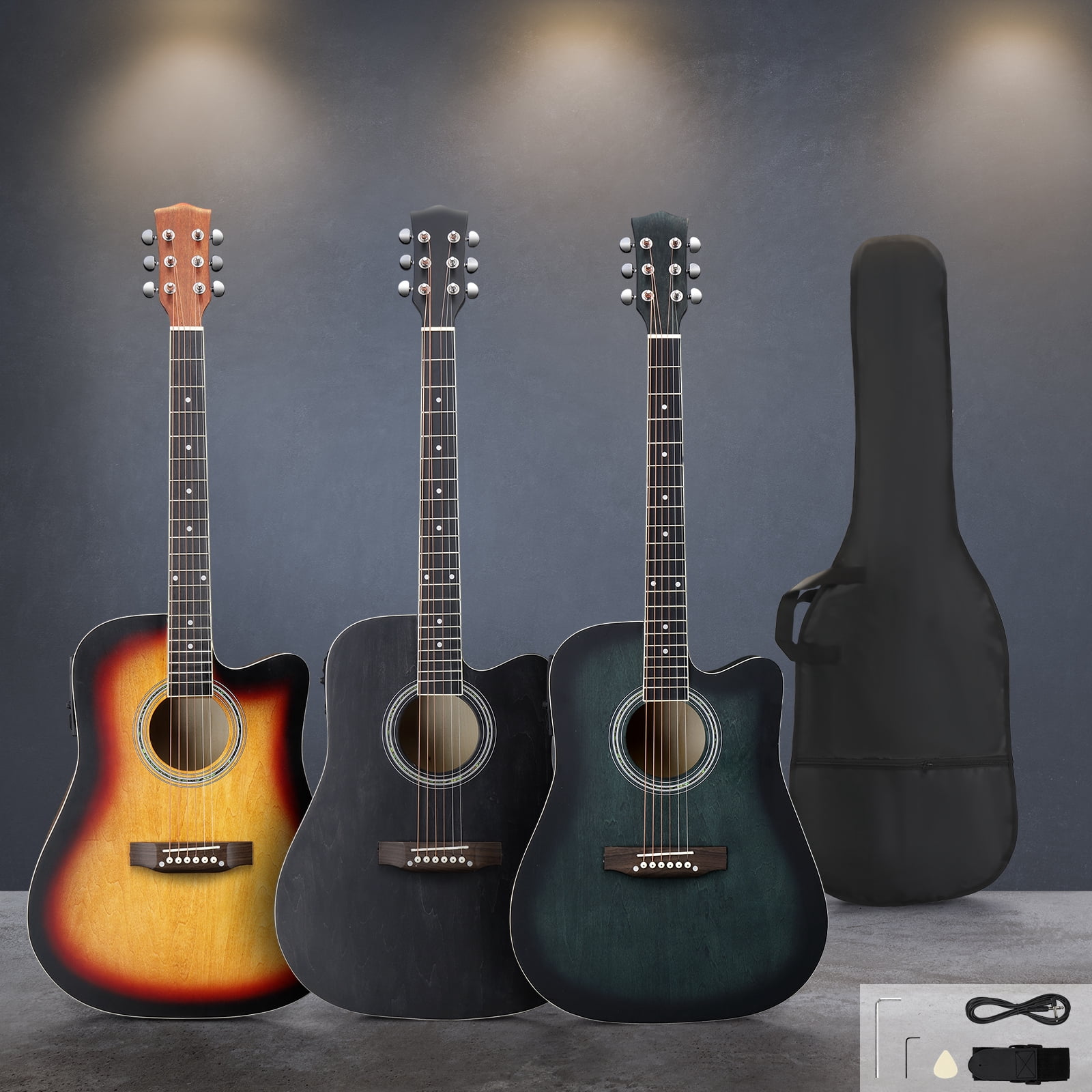 Ktaxon 41-Inch Full-Size Acoustic Electric Guitar with 10W Amp Bag Tuner and other Accessories Black