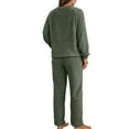 thumbnail image 3 of SWSMCLT Women's Cute Fuzzy Pajama Set Warm Warm 2 Piece Winter Soft Long Sleeve Fleece Stretchy Comfy Casual Pant Army Green X-Large, 3 of 4