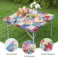 thumbnail image 4 of Patchwork Pioneer Flower Square Fitted Tablecloth with Elastic Edge,Square Table Cover,Washable Elastic Table Cover for Home Kitchen Party Decor 36"x36", 4 of 6