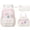 White & Pink, variant on 4-Piece Cute Backpack Set - Waterproof Backpack with Lunch Box, Pencil Case & Headphone Bag Set, Black & White