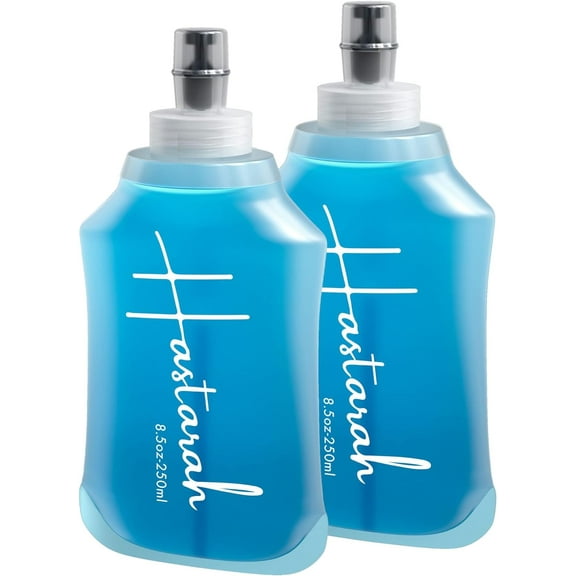 Flexible Running Bottle - Two Pack: 8.5oz, Foldable, BPA/PVC Free, Perfect for Hydration Pack, Running Vest - Ideal for Jogging, Hiking & Travel