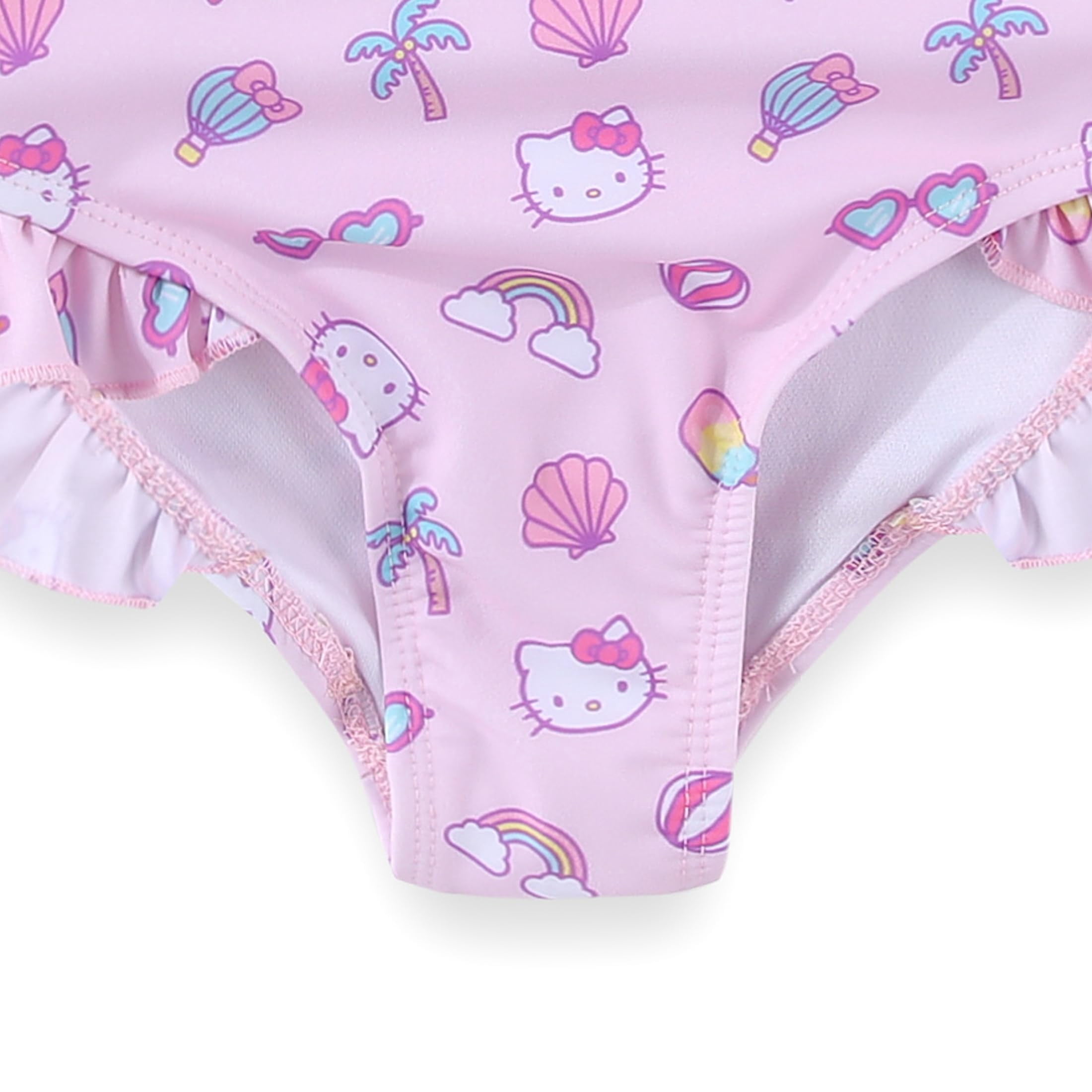 Hello Kitty Sanrio UPF 50+ One Piece Swimsuit Bathing Suit (Girls), Sizes 4-6X