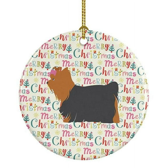 Yorkshire Terrier Yorkie Merry Christmas Ceramic Ornament 2.8 in x 2.8 in
