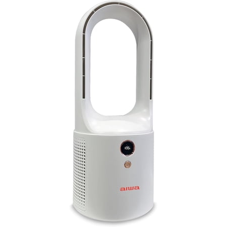 Aiwa Portable Bladeless Fan, Cordless Rechargeable Desk Fan with 6-Speed Settings, White