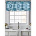 thumbnail image 4 of Teal Blue Boho Curtain Valances for Windows, Abstract Floral Ethnic Tribal Modern Kitchen Valance Window Treatment, Light Filtering Block Curtains for Bathroom/Bedroom/Living Room 54'' x 18'', 4 of 9