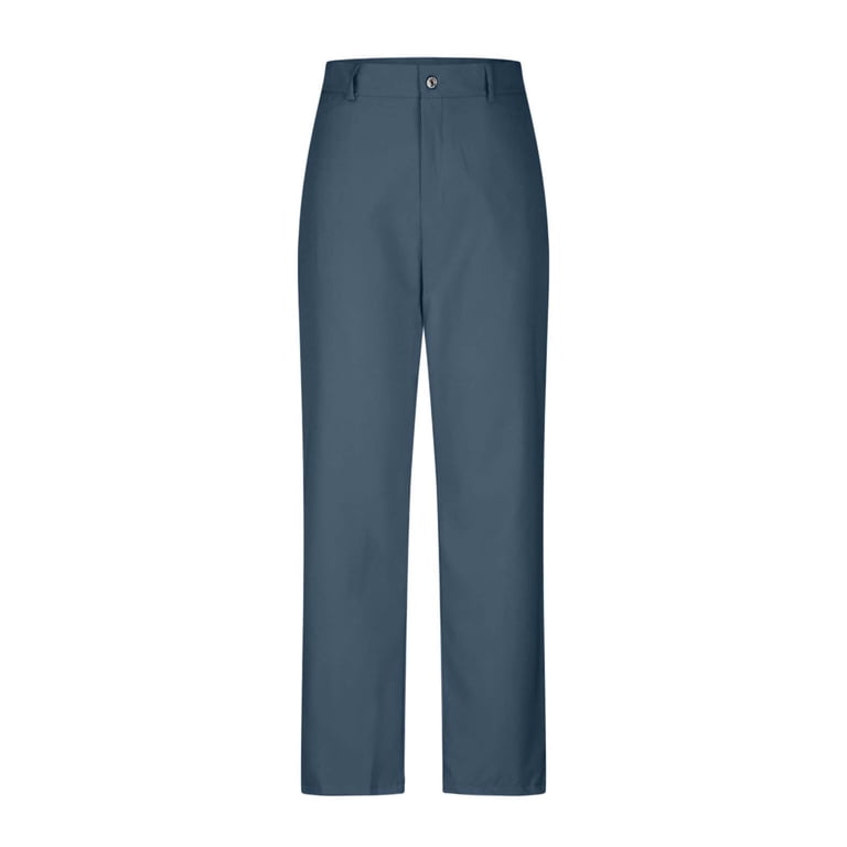 ladies navy dress pants HDE Women's Soft Casual Work Yoga Pants, Straight Leg, Pull On, 8 Pockets, Blue, Size L Long High Rise Slim Trouser Pants In Petite