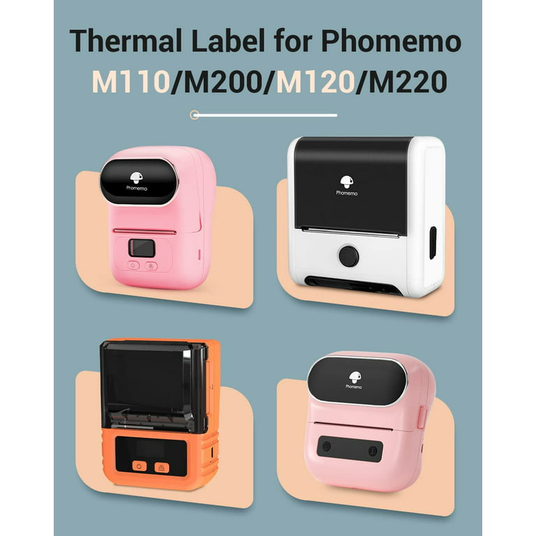 M110 Label Printer Paper, White Self-Adhesive Thermal Paper, Phomemo Label  Paper Compatible With M110, M120, M200, M220 Label Pr