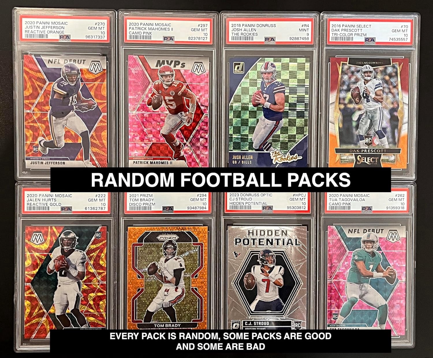 NFL Football Trading Sports Collectible Hot Pack - 10 Cards, 5 Rookies, 1 Graded  Card Guaranteed - Walmart.com