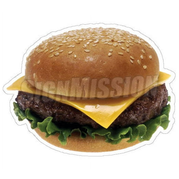 20" BURGER Concession Decal hamburger cheese menu sign