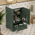 thumbnail image 3 of viswild 20" Bathroom Vanity with Ceramic Sink, Soft Close Doors & Drawer, Adjustable U-Shelf, Space Saving for Small Bathroom, Modern Grey, 3 of 14