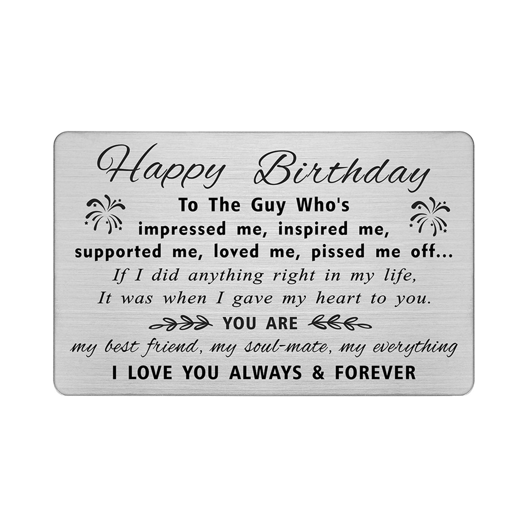 DEGASKEN Happy Birthday Cards for Him Guy Gifts for Bday Men Metal Wallet Card