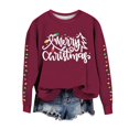 thumbnail image 2 of IDALL Chandails à Capuchon pour Femmes Sweat à Capuche Graphique de Noël Chandails en Molleton pour Femmes Joyeux Noël Imprimé Lettre Col Rond Manches Longues Chandail en Molleton Pull de Noël Cadeaux de Noël Articles en Solde Rouge S, 2 of 8